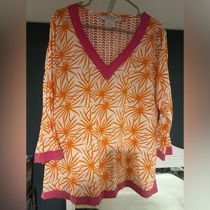 Gretchen Scott pink and orange printed popover tunic
